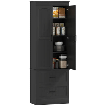 Tall Pantry Cabinet, 67", Kitchen Storage with Adjustable Shelves, Black Kitchen Pantry Cabinets at Gallery Canada