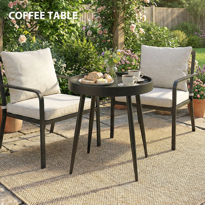 19.5" Round Patio Table, Small Outdoor Coffee Side Table, Black Patio Side Tables at Gallery Canada