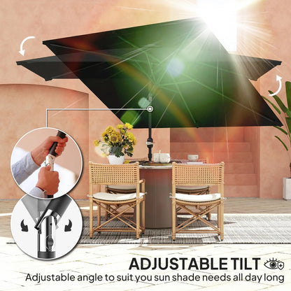 6.4 x 9.7ft Rectangle Aluminum Tilt Patio Umbrella, With Crank, Black Offset Cantilever Umbrellas at Gallery Canada