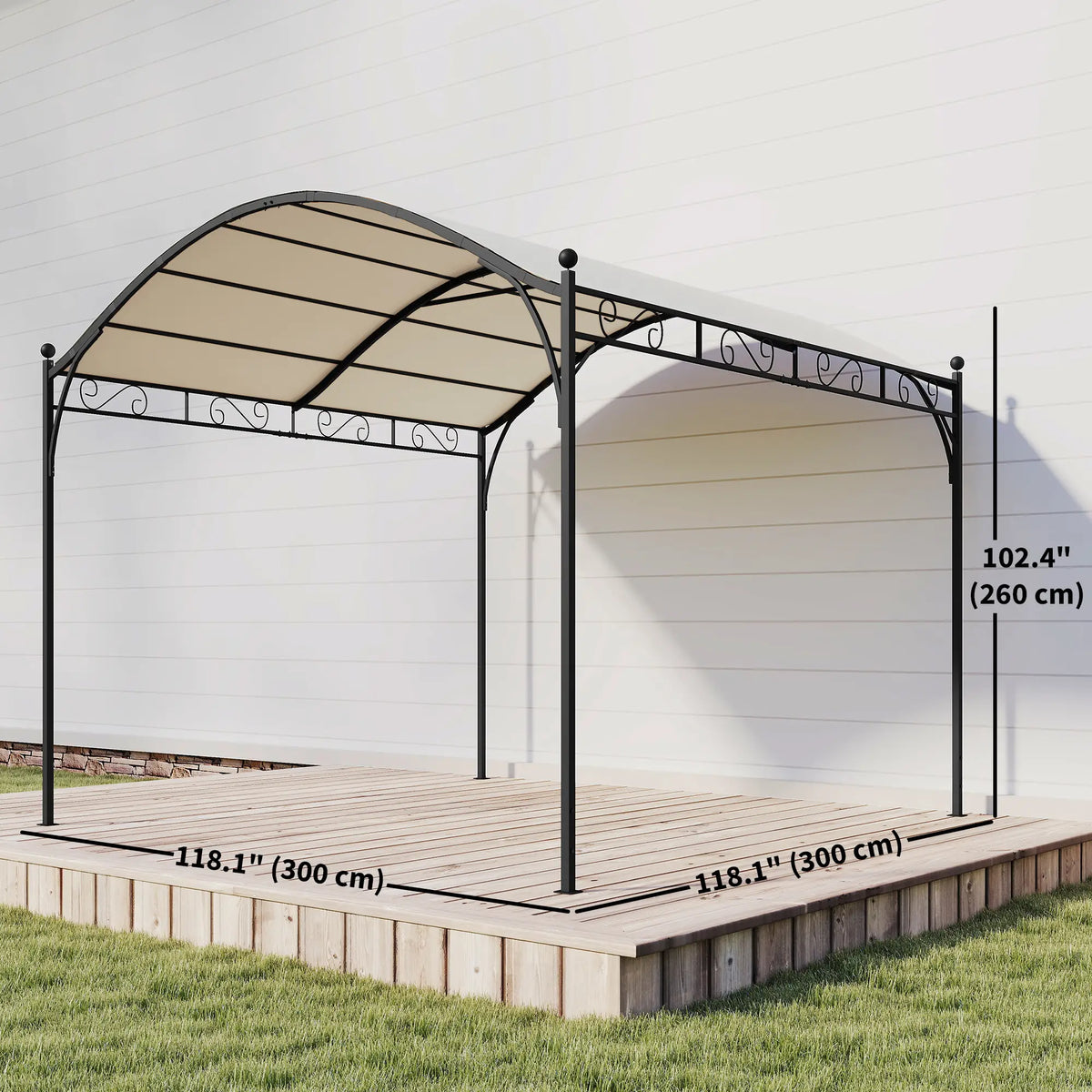 10' x 10' Outdoor Pergola, Galvanized Steel Frame, UV30+ Canopy, Cream White