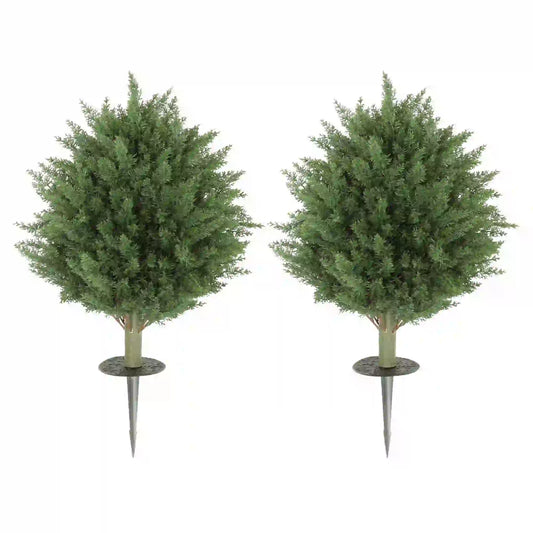 24" Artificial Cypress Trees, Set of 2, UV Resistant, Green Artificial Trees Green at Gallery Canada