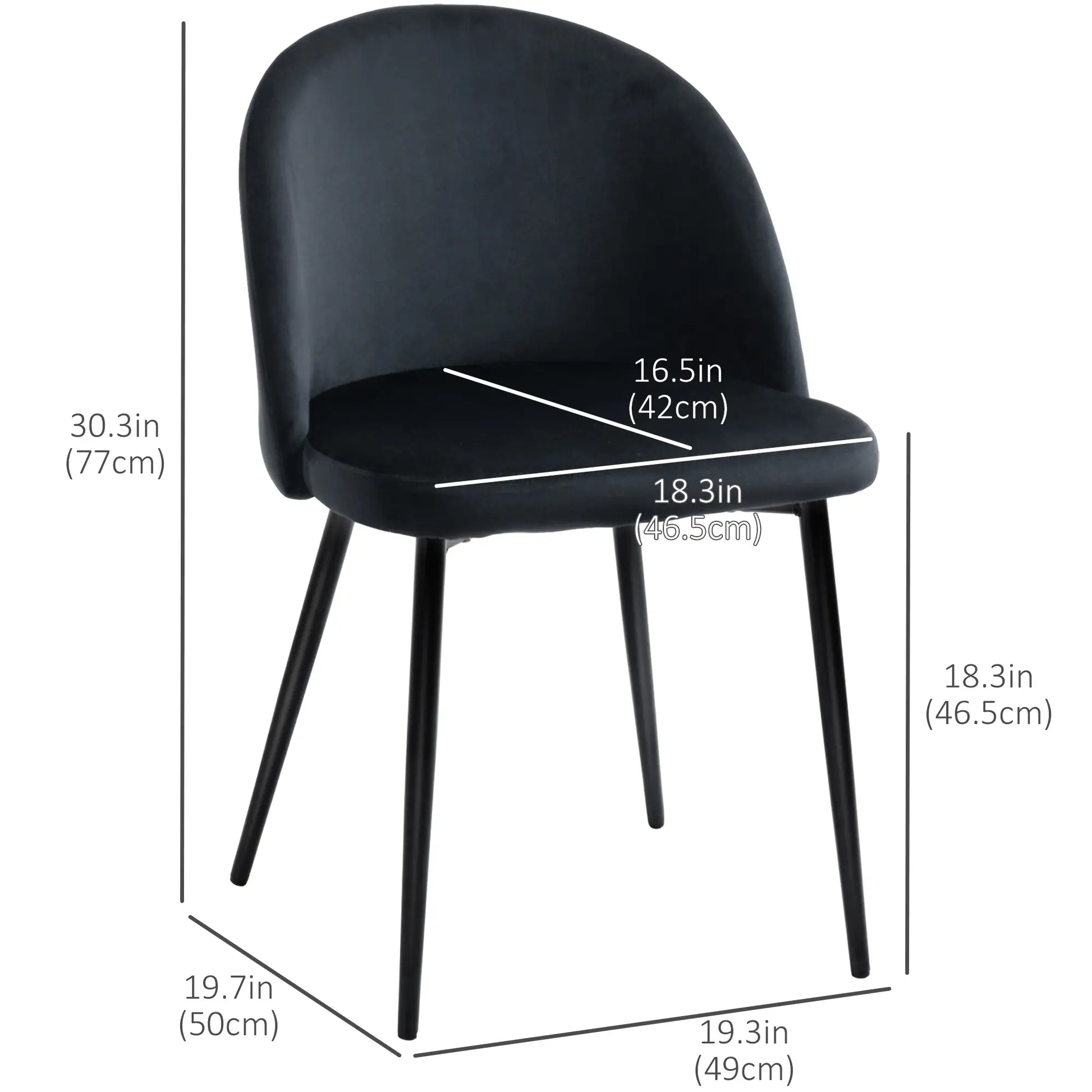 Modern Dining Chairs, Velvet Upholstery, Set of 4, Black Bar Stools at Gallery Canada