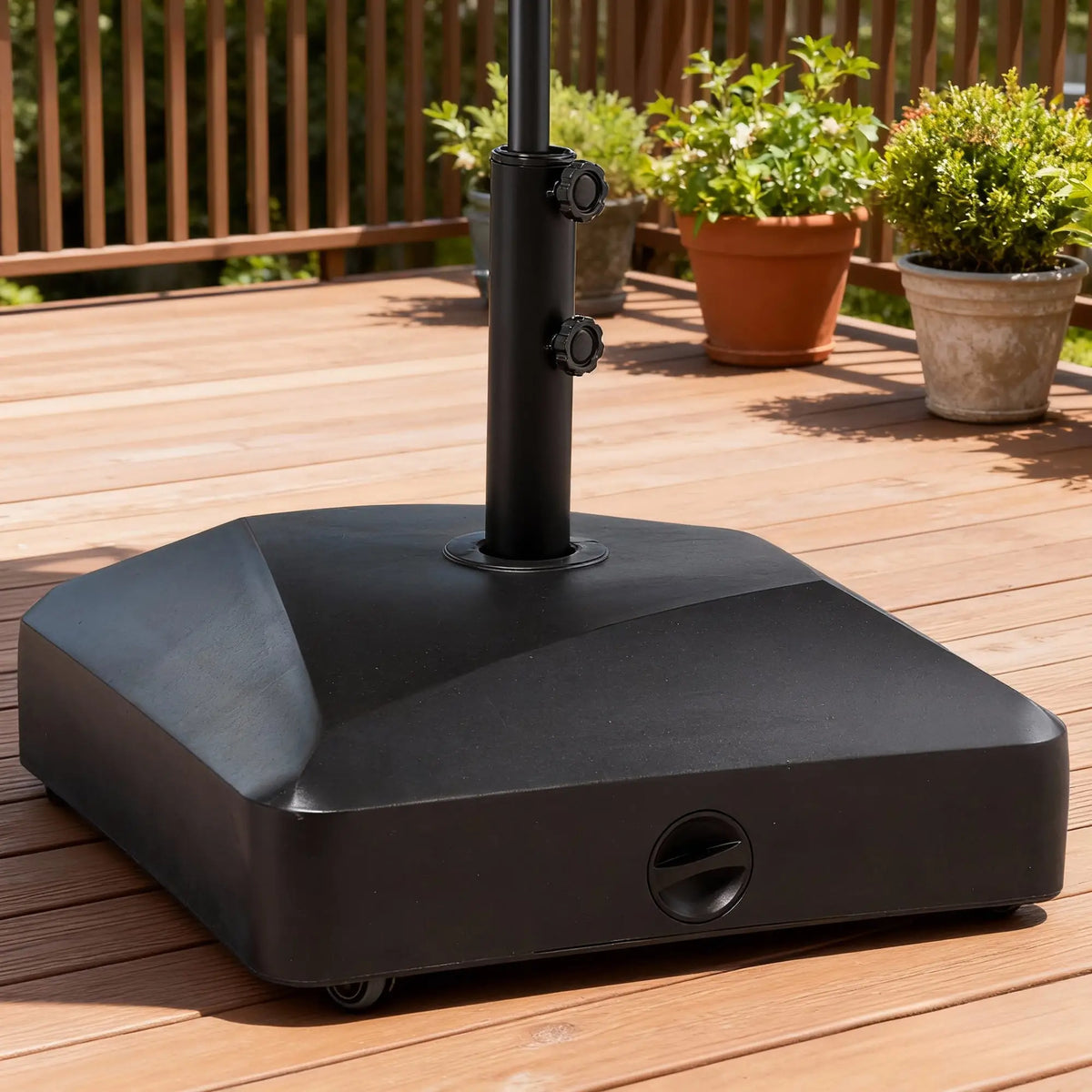 Base de parasol lourde avec roues, 132 lb, noir