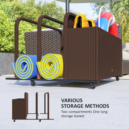 Rolling Pool Storage, Rattan Patio Furniture, Outdoor Wicker Organizer, Brown Patio Storage Boxes at Gallery Canada