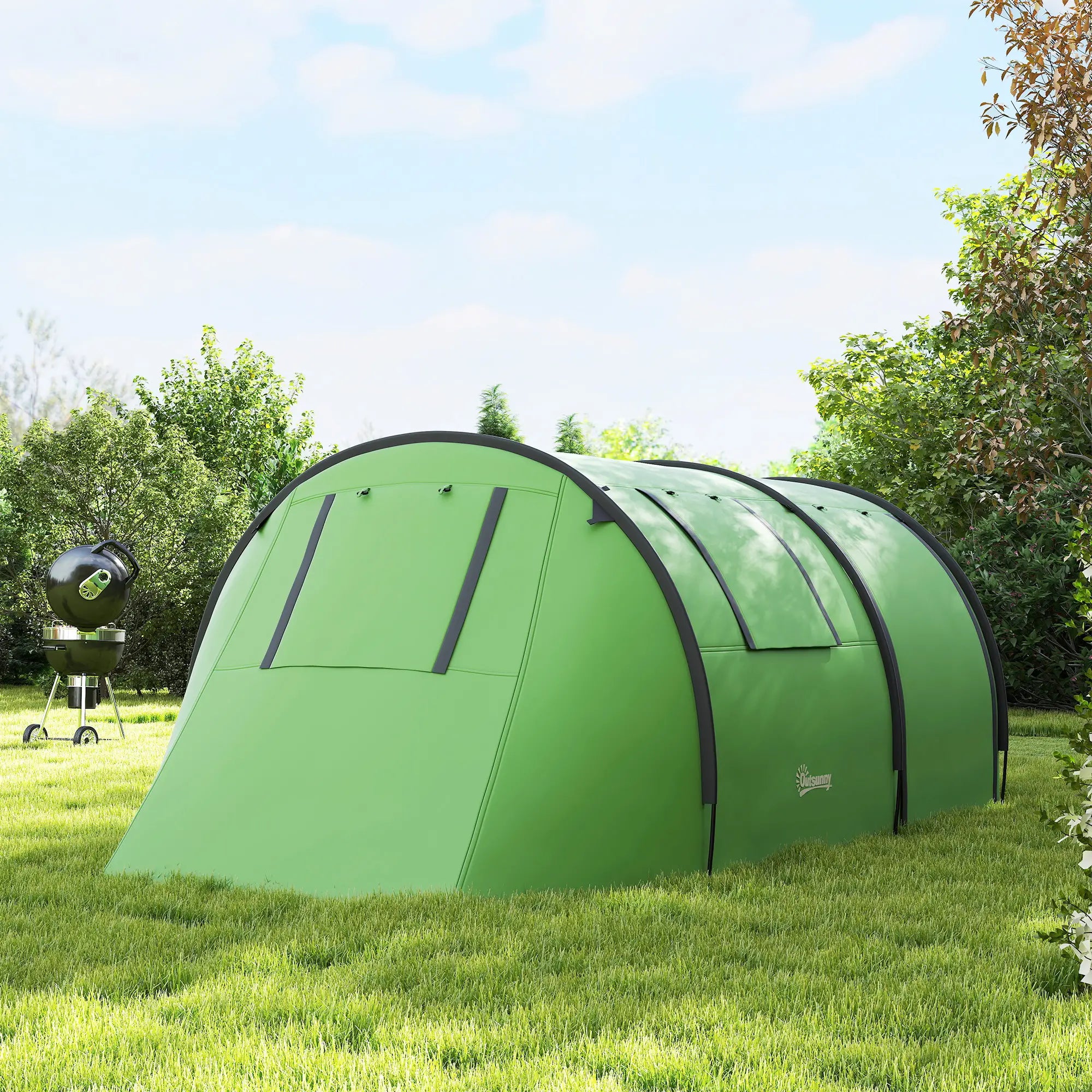3-4 Person Camping Tent, 2 Rooms, 3000mm Waterproof, Dark Green Camping Tents at Gallery Canada