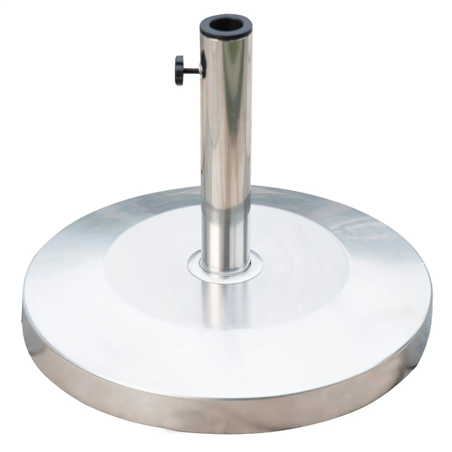 19" Round Patio Umbrella Stand, Stainless Steel Base, Silver Umbrella Bases at Gallery Canada