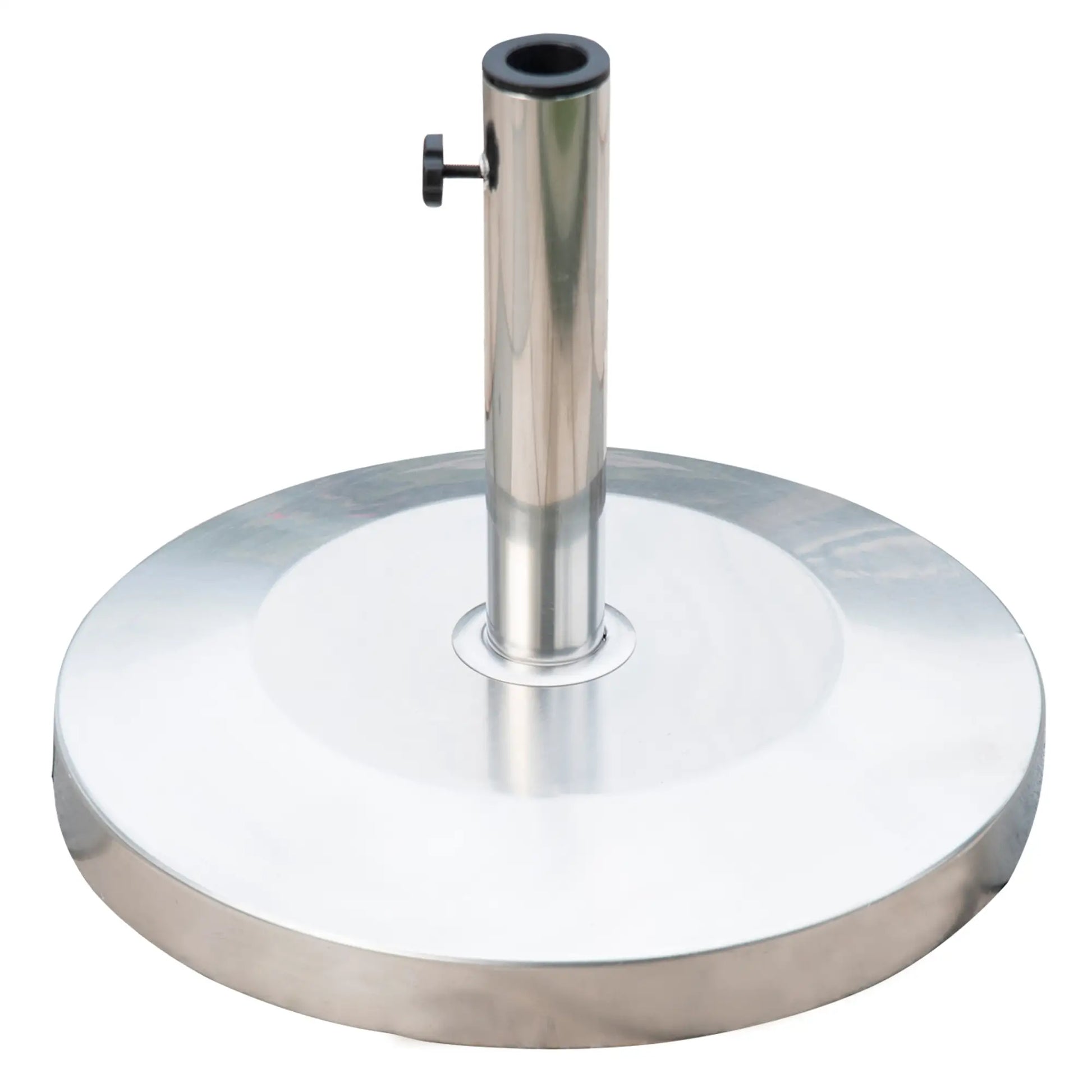 19" Round Patio Umbrella Stand, Stainless Steel Base, Silver Umbrella Bases at Gallery Canada