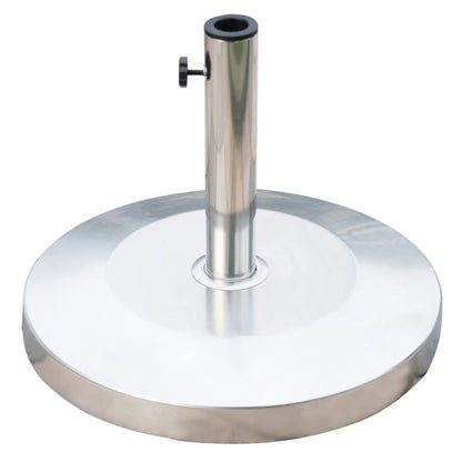 19" Round Patio Umbrella Stand, Stainless Steel Base, Silver Umbrella Bases at Gallery Canada