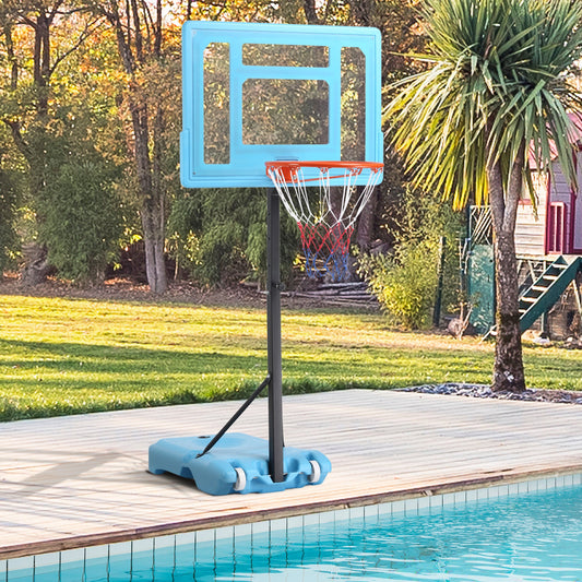 Poolside Basketball Hoop Stand, 36.5"-48.5" Height Adjustable Portable Hoop System Goal Stand, w/ Clear Backboard &; Fillable Base for Adults &; Kids, Blue - Gallery Canada