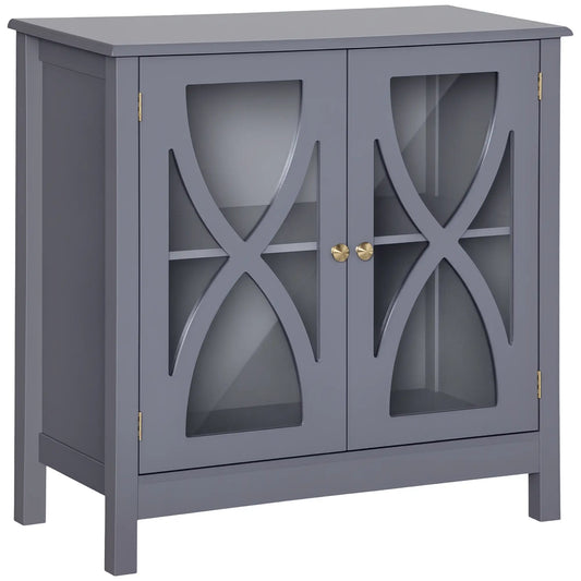 Glass Door Buffet Cabinet, Adjustable Shelf, 60cm, Grey Bar Cabinets Grey at Gallery Canada