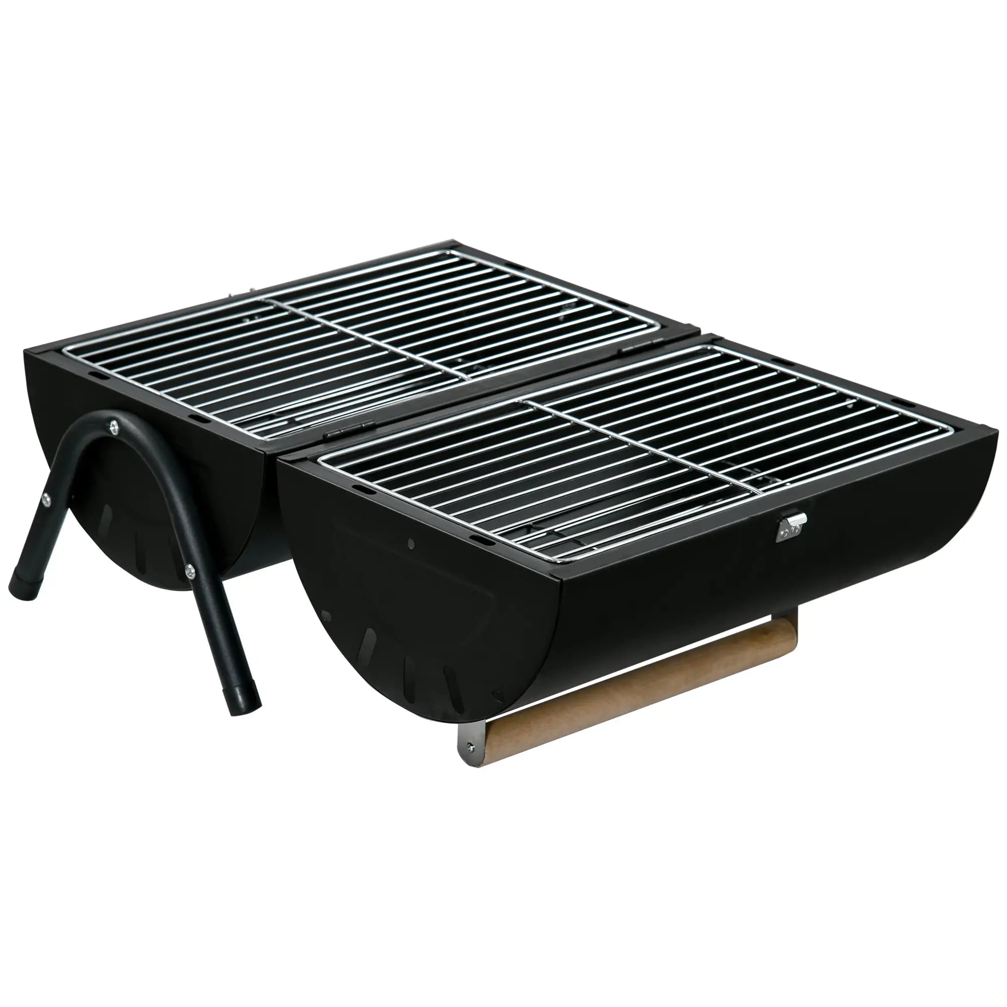 Outdoor Charcoal BBQ Grill, Tabletop Folding Barbecue, 17.3