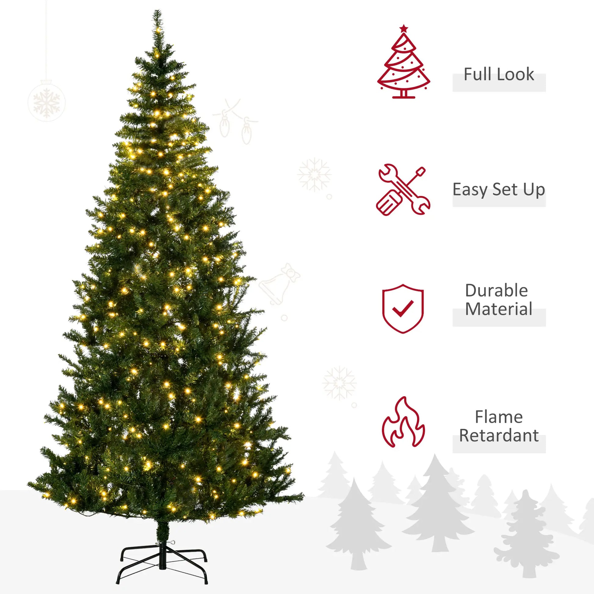 7.5 Ft Prelit Artificial Christmas Tree, Warm White LED, Green Pre Lit Christmas Trees at Gallery Canada