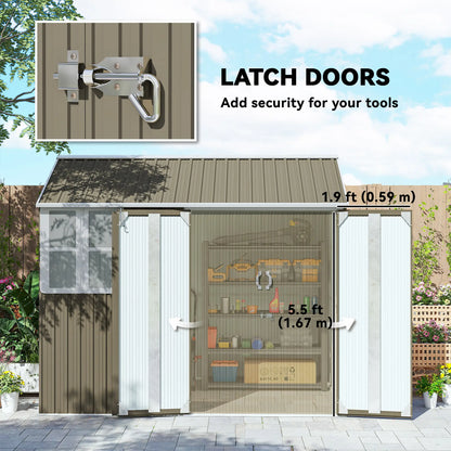 8.5' x 5.5' Metal Garden Shed, Outdoor Storage, Lockable Door, Light Grey Sheds at Gallery Canada