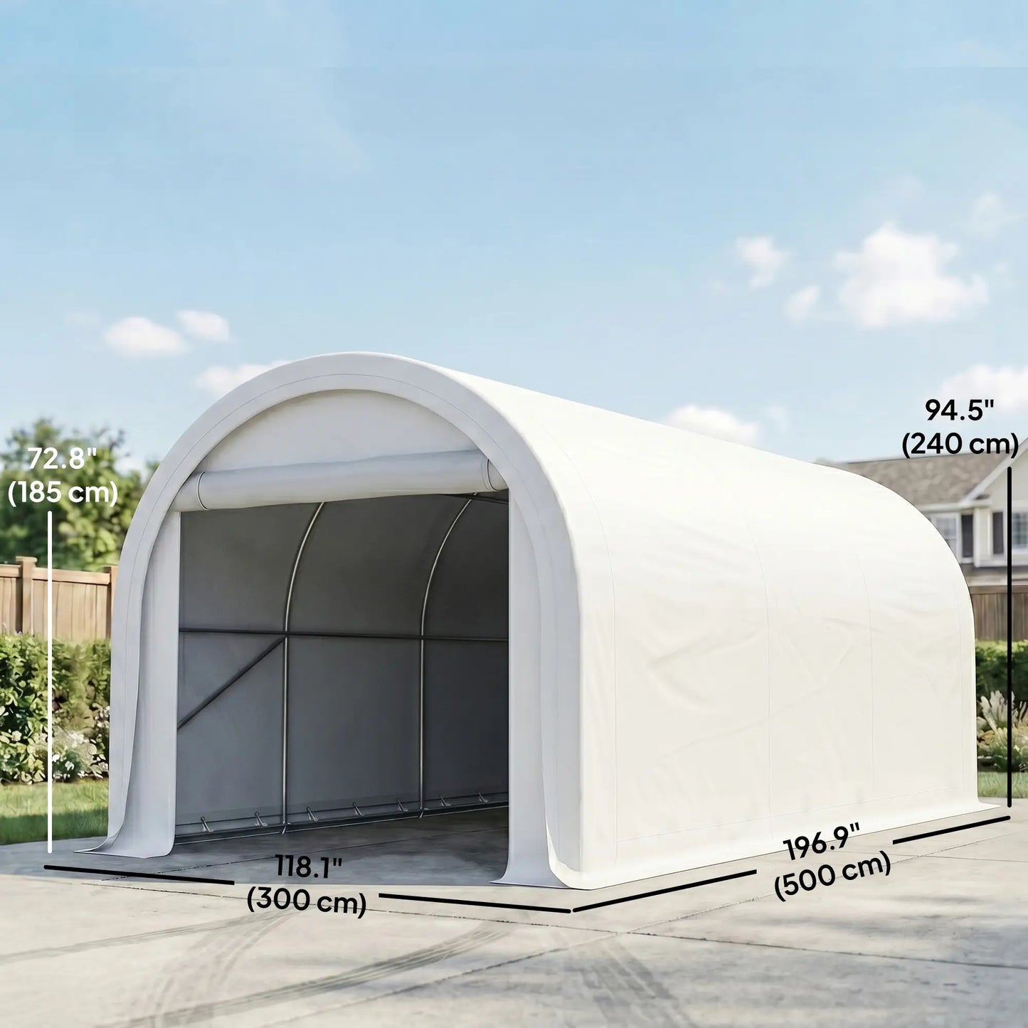 10' x 16' Heavy Duty Carport Tent, PE Cover, White Car Shelters at Gallery Canada