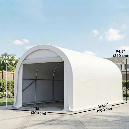 10' x 16' Heavy Duty Carport Tent, PE Cover, White Car Shelters at Gallery Canada