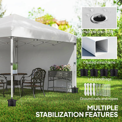 10' x 10' Pop Up Canopy, Sidewalls, Roller Bag, Adjustable Height, White Pop Up Canopies at Gallery Canada