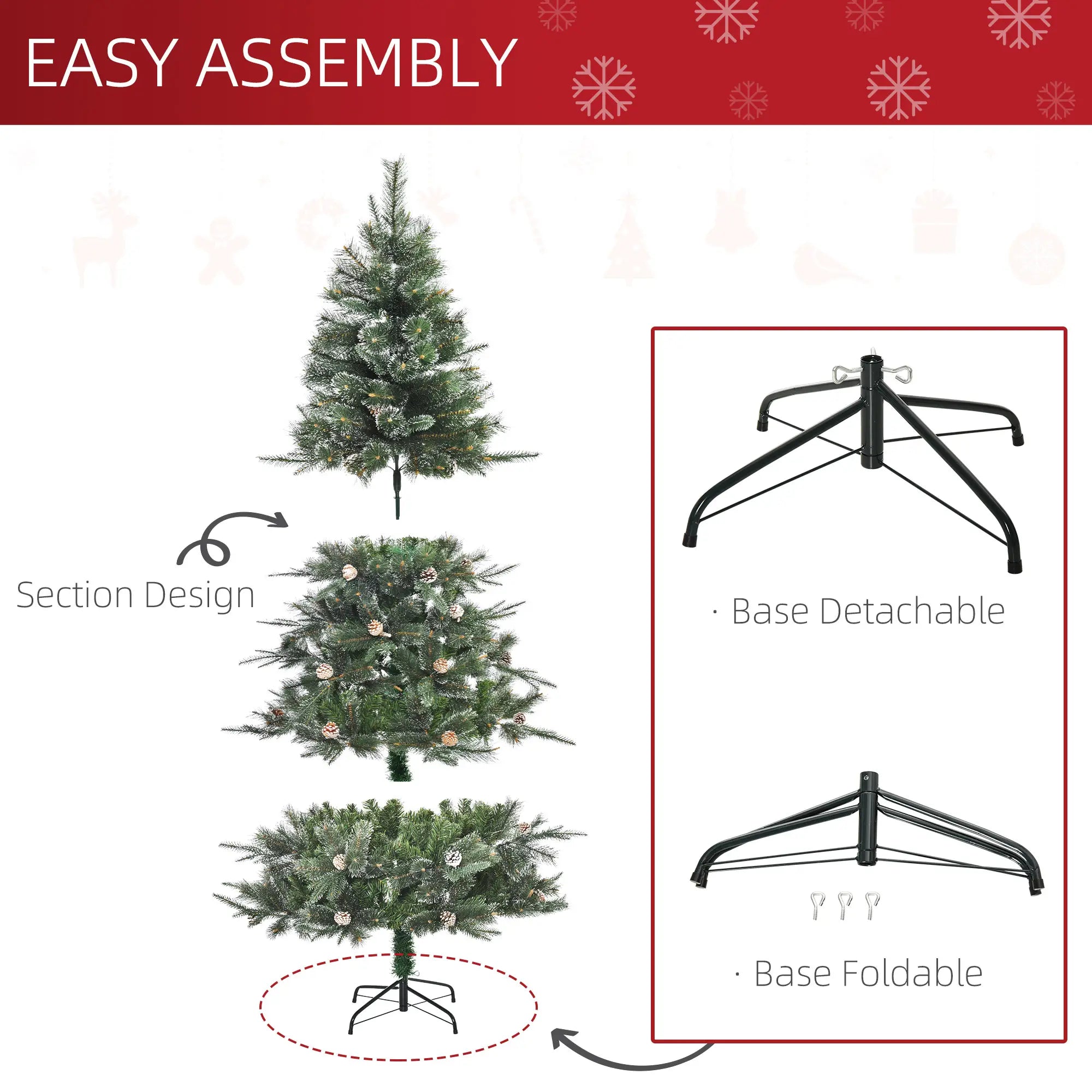 6FT Artificial Christmas Snow Pine Tree, Pinecone Decor, Green Artificial Christmas Trees at Gallery Canada