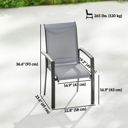 Stackable Patio Chairs Set Of 4, Outdoor Dining Chairs, Grey