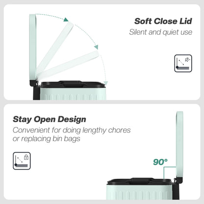 2 x 5.3 Gallon Trash Can, Soft Close Lid, Removable Inner Buckets