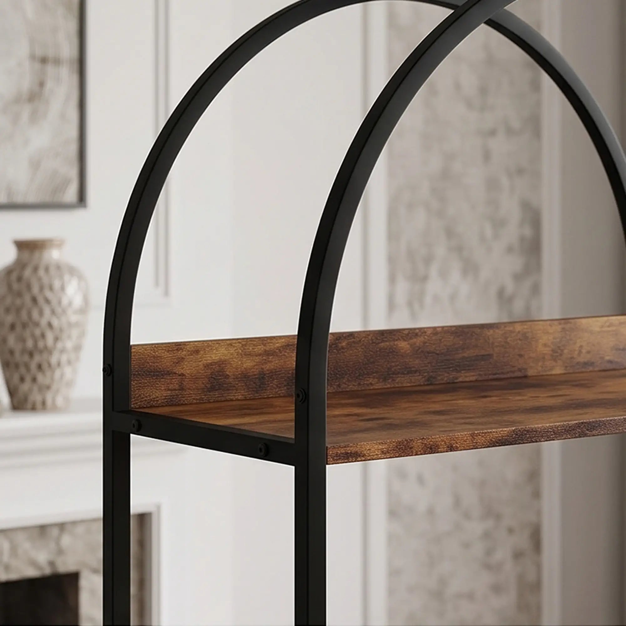 Bookshelf 5 Tier Arched Bookcase, 69.5