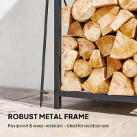 2-Tier Metal Firewood Rack, 4 Fireplace Tools, Black Firewood Racks at Gallery Canada