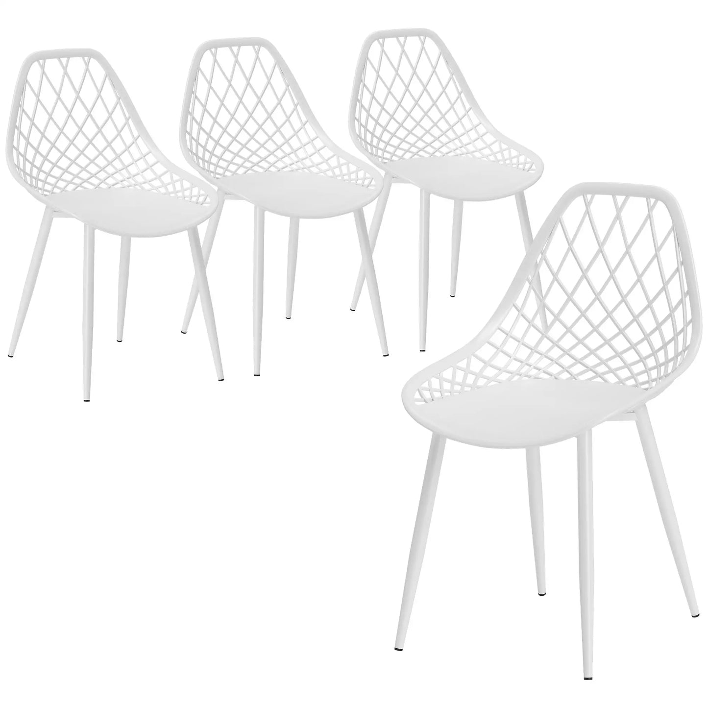 Modern Dining Chairs Set of 4, Plastic with Metal Legs, White Dining Chairs at Gallery Canada