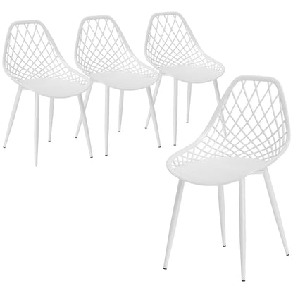 Modern Dining Chairs Set of 4, Plastic with Metal Legs, White Dining Chairs at Gallery Canada