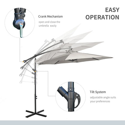 10ft Outdoor Cantilever Umbrella, Solar Lights, Adjustable Angle, Light Grey Cantilever Umbrellas at Gallery Canada