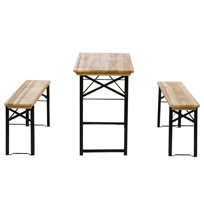 3 Pc Folding Picnic Table Set, 1 Table 2 Benches, Natural Bistro Sets at Gallery Canada