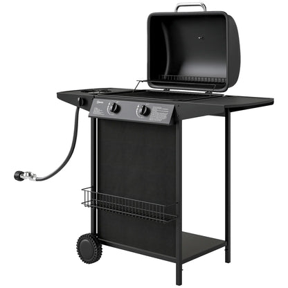 2+1 Burner Propane Gas BBQ Grill, Portable With Side Burner, Thermometer, Black Propane Gas Grills Black at Gallery Canada