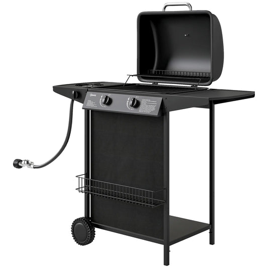 2+1 Burner Propane Gas BBQ Grill, Portable With Side Burner, Thermometer, Black Propane Gas Grills Black at Gallery Canada