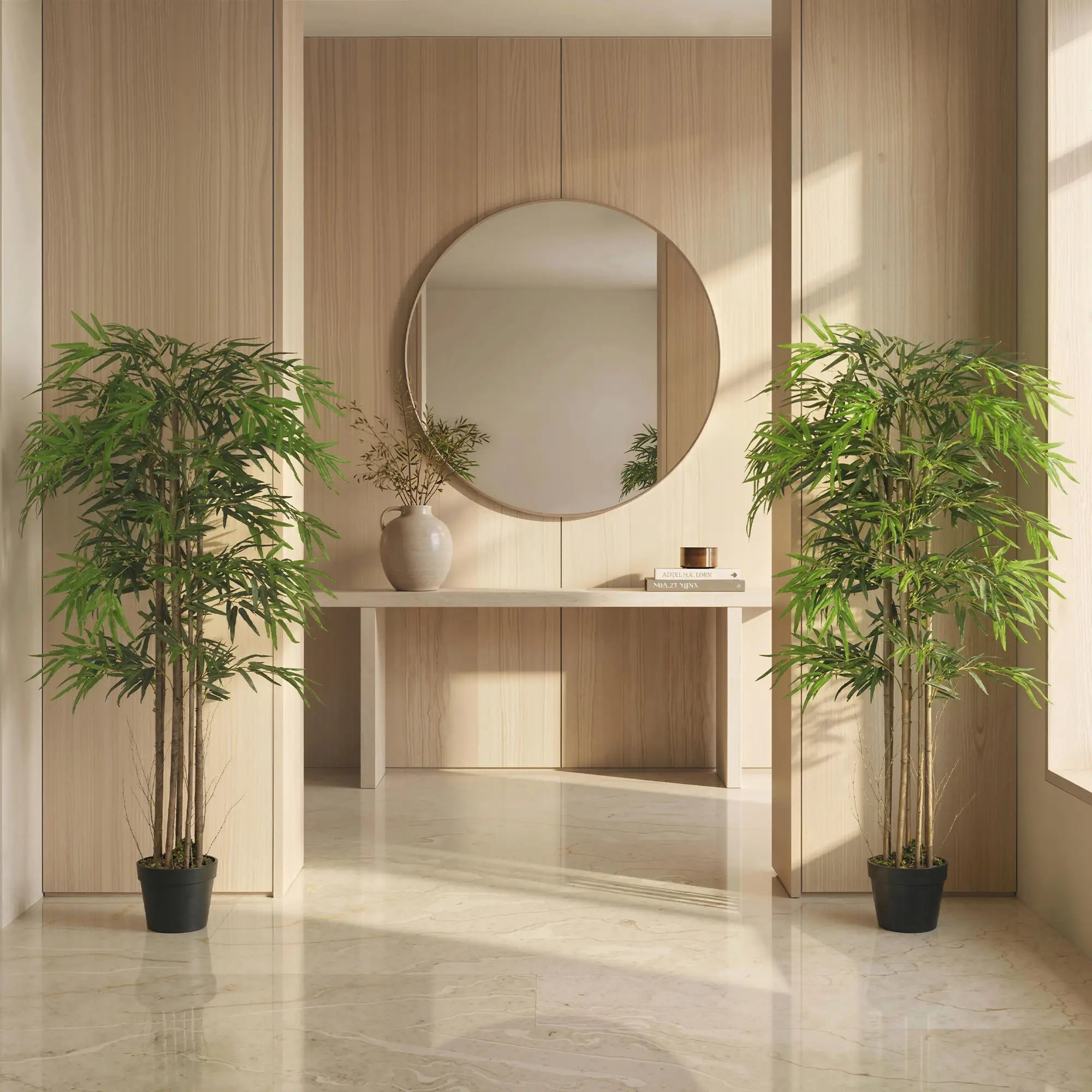 5FT Artificial Bamboo Tree Set, 1095 Leaves, Nursery Pot, Green Artificial Trees at Gallery Canada