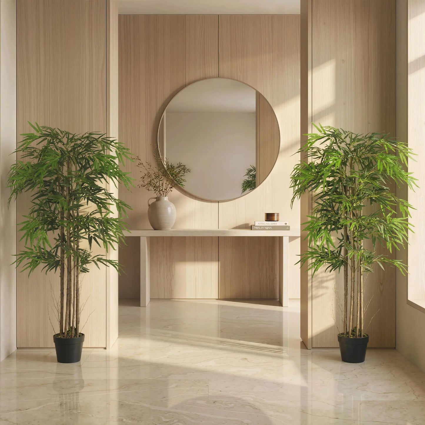 5FT Artificial Bamboo Tree Set, 1095 Leaves, Nursery Pot, Green Artificial Trees at Gallery Canada