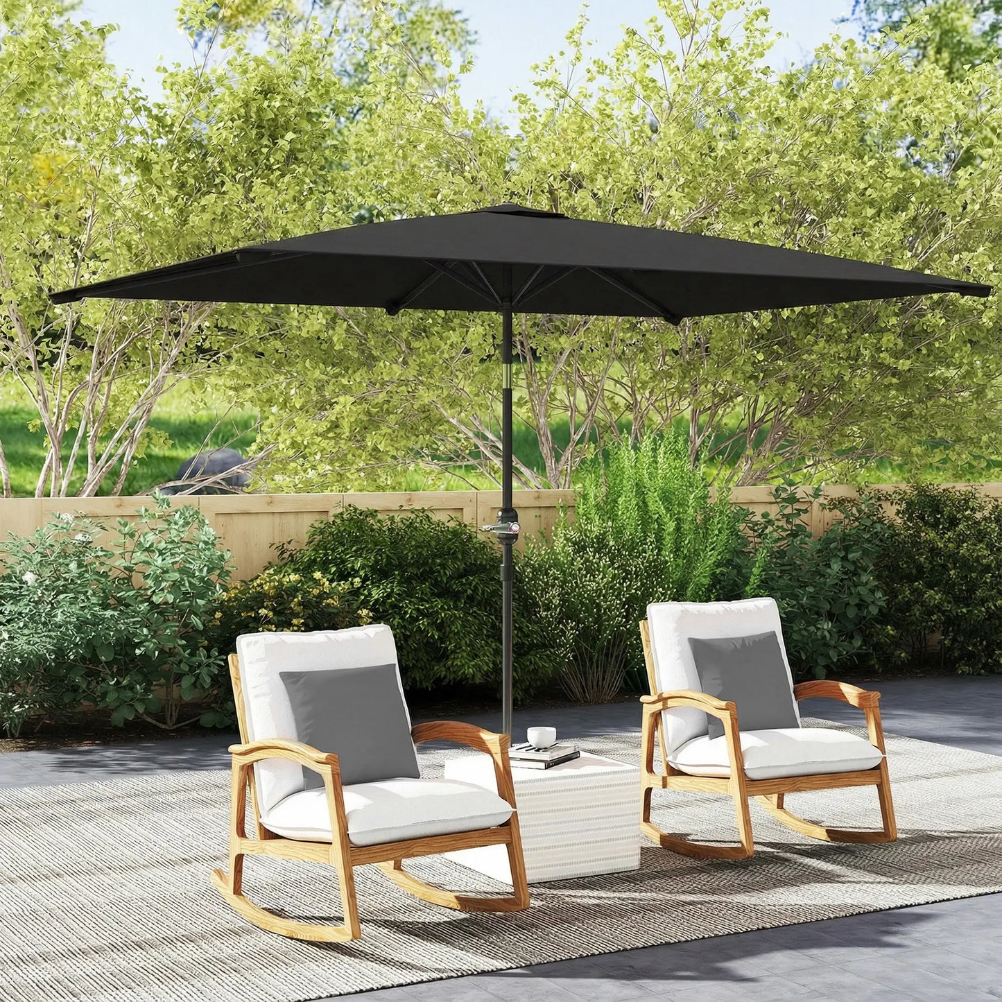 6.4 x 9.7ft Rectangle Aluminum Tilt Patio Umbrella, With Crank, Black Offset Cantilever Umbrellas at Gallery Canada