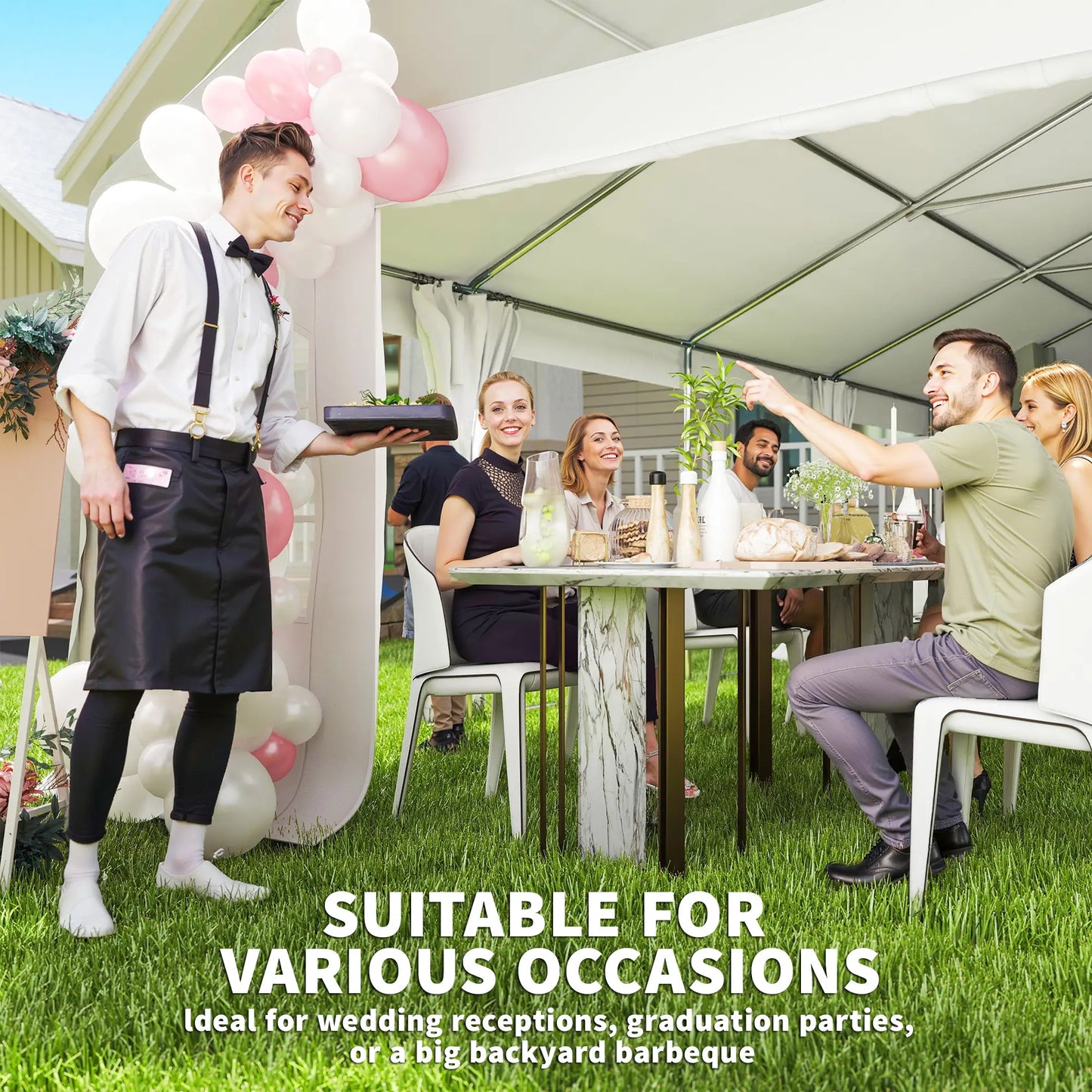 Heavy Duty Party Tent, 20' x 40' Large Sun Shade Canopy, White Canopy Tents at Gallery Canada