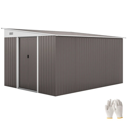 11' x 9' Steel Garden Storage Shed, Outdoor Metal Tool House, Grey Sheds Grey at Gallery Canada