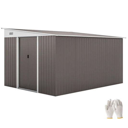 11' x 9' Steel Garden Storage Shed, Outdoor Metal Tool House, Grey Sheds Grey at Gallery Canada