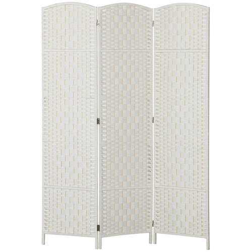 6ft Folding Room Divider, 3 Panel Wooden Partition, White