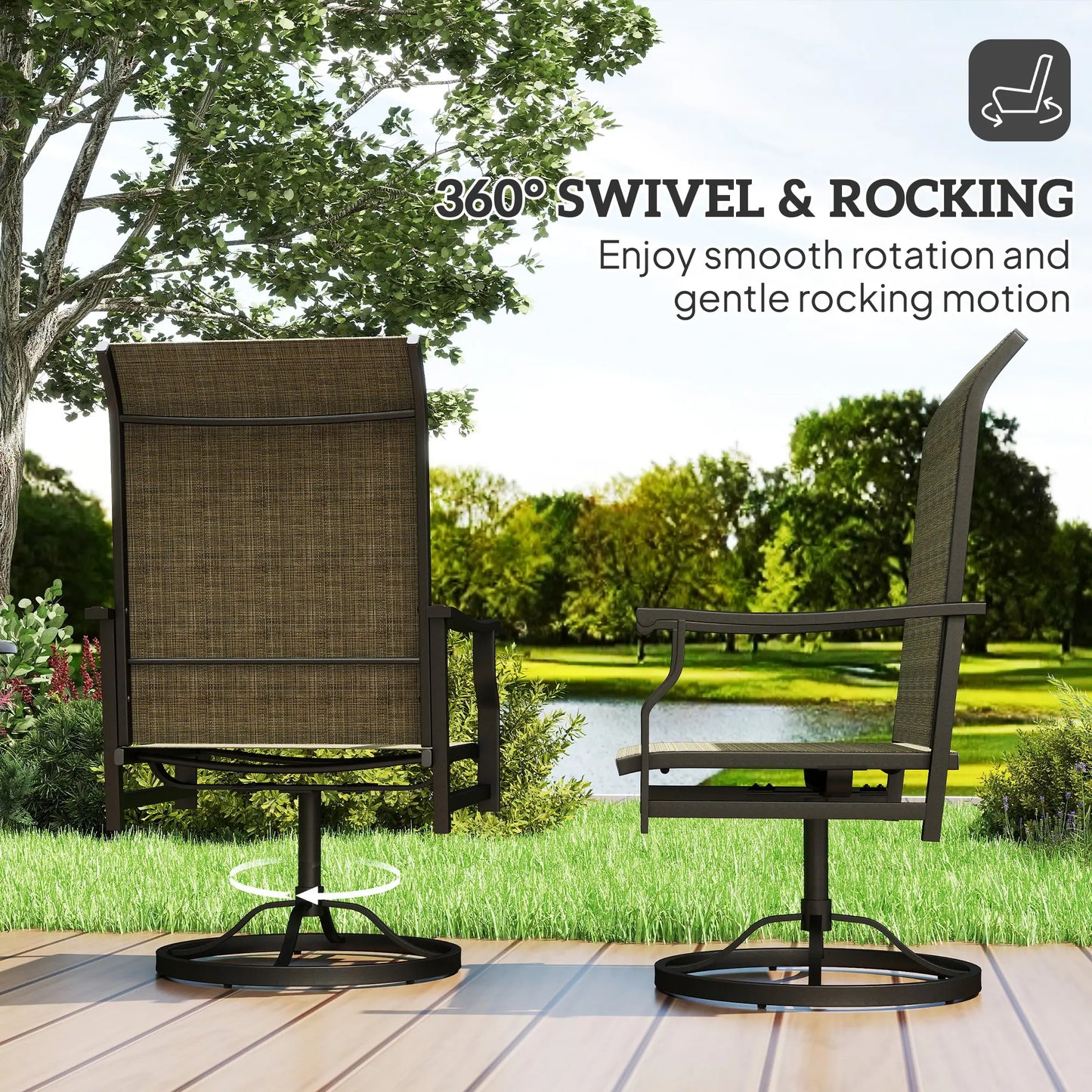 Swivel Rocker Outdoor Chair Set Of 2, High Back, Brown Bistro Sets at Gallery Canada