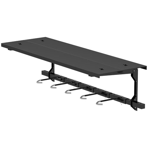 Wall Mount Bike Storage Rack for 5 Bikes, Adjustable Hooks, Black