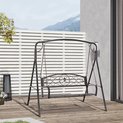 2 Seater Porch Swing Chair, Weather Resistant, Outdoor, Black Patio Swings with Stand at Gallery Canada