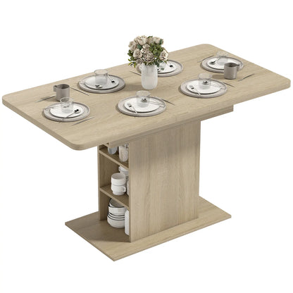 Extendable Dining Table, 43.3"-51.2", Natural Wood, 6 Shelves Dining Tables Natural at Gallery Canada