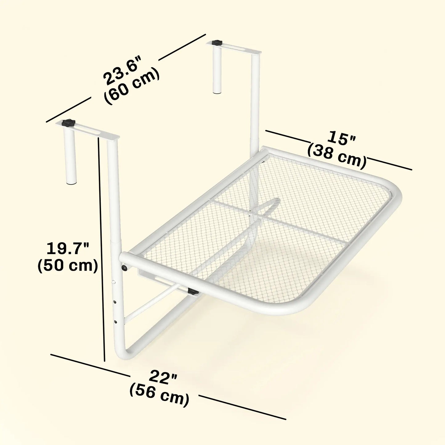 Adjustable Balcony Hanging Table, Metal Wall Desk, Outdoor Flower Stand, White Balcony Table Hanging at Gallery Canada