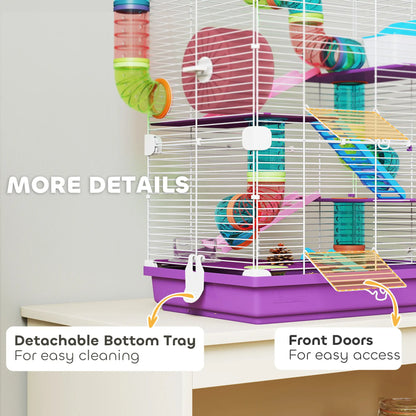 5-Tier Hamster Cage, With Wheels, Tube, Bottle, Dishes, Purple Hamster Cages at Gallery Canada