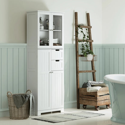 Tall Bathroom Storage Cabinet With Adjustable Shelves, White