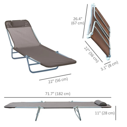 Outdoor Lounge Chair, Adjustable Reclining Seat, Folding Chaise, Brown Lounger Chairs at Gallery Canada