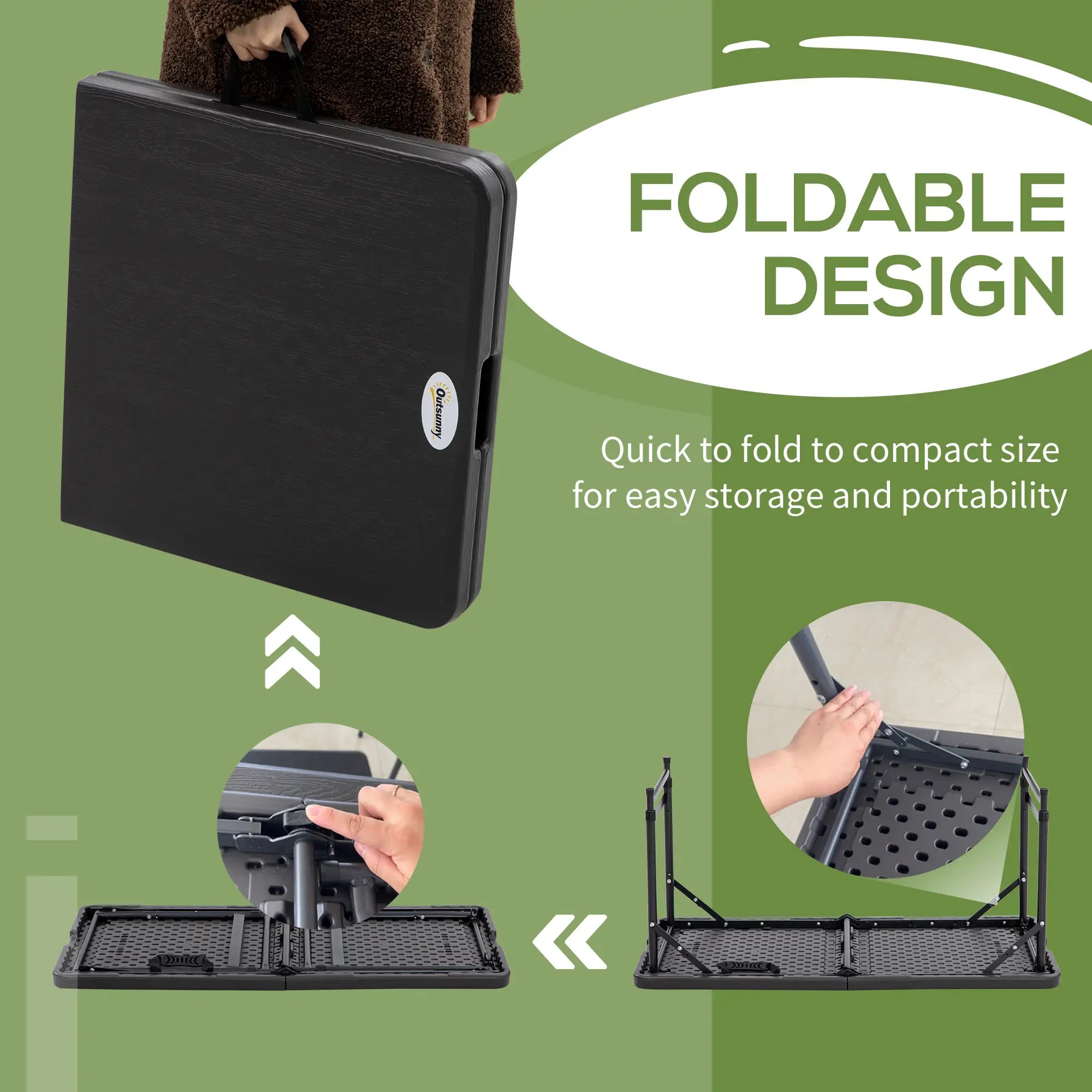 Foldable Patio Dining Table for 4, Adjustable Height, Dark Grey Patio Dinning Tables at Gallery Canada