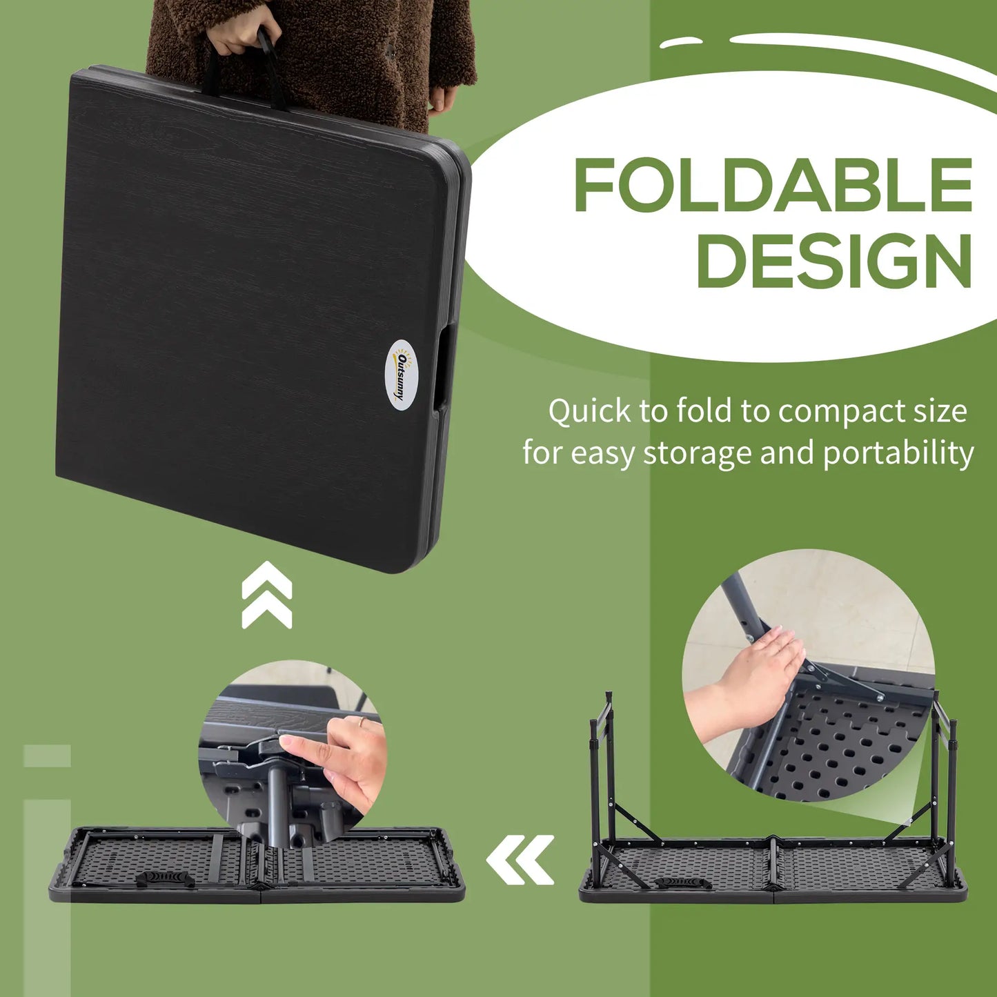 Foldable Patio Dining Table for 4, Adjustable Height, Dark Grey Patio Dinning Tables at Gallery Canada