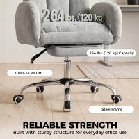 Cross Legged Office Chair, Flip Armrests, Footrest, Light Grey