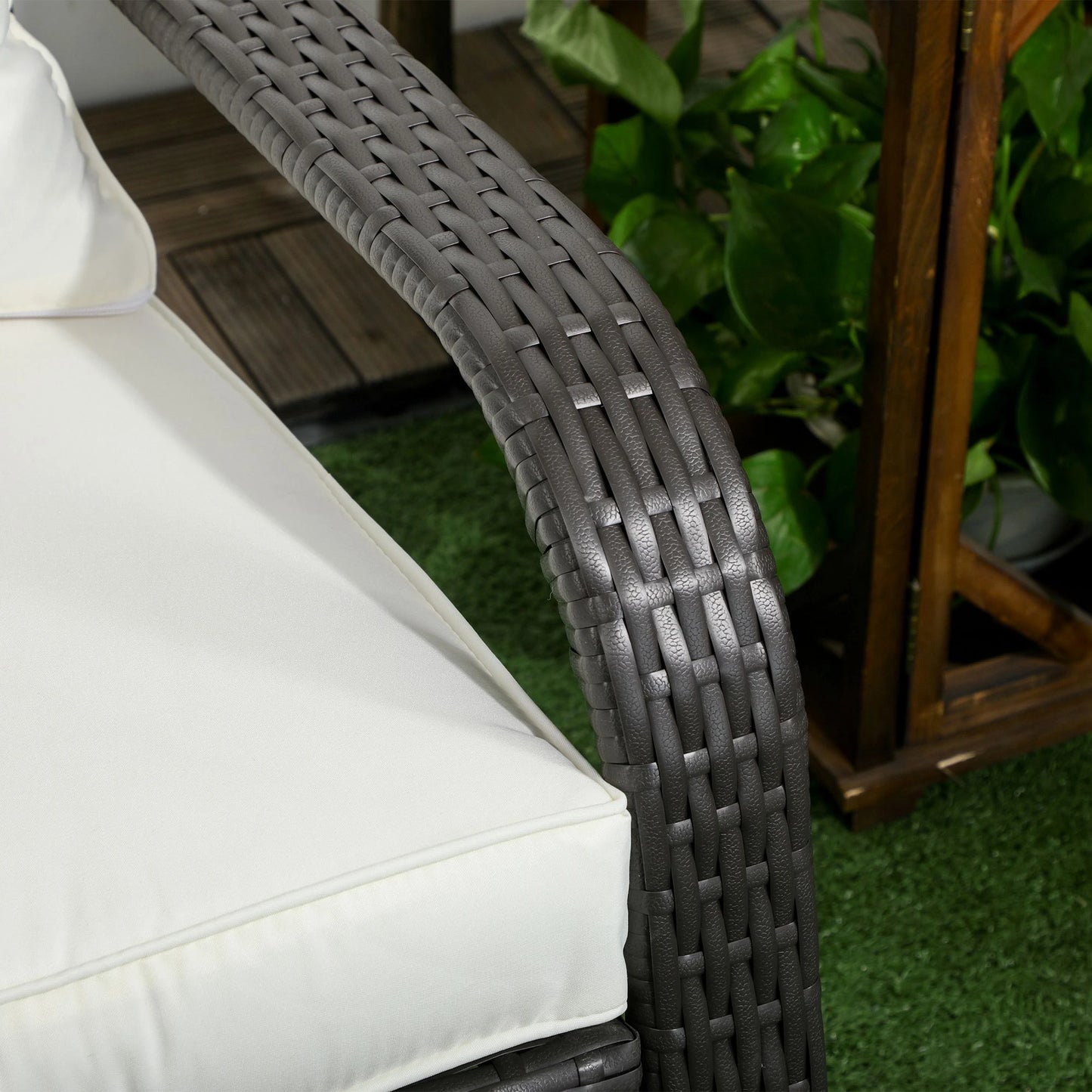 Wicker Adirondack Chair, Outdoor Rattan with Cushions, Cream Patio Chairs at Gallery Canada